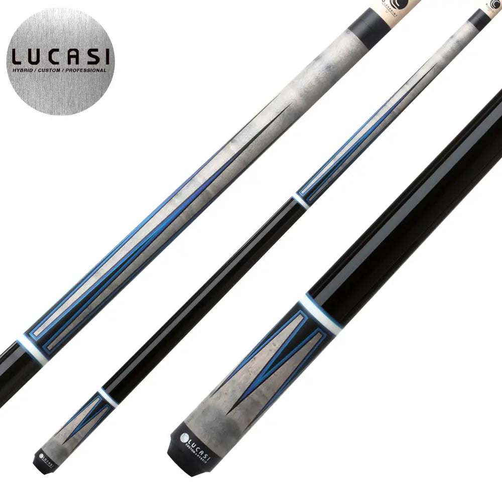 Lucasi Custom Black & Grey/Blue Wrapless Cue