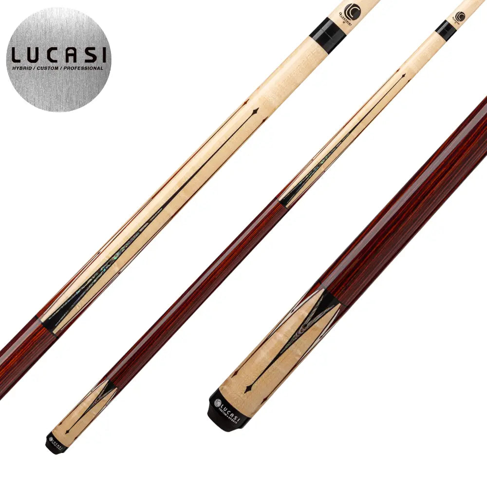 Lucasi Custom Natural Birdseye Maple & Black/White Mother of Pearl Inlays Wrapless Cue