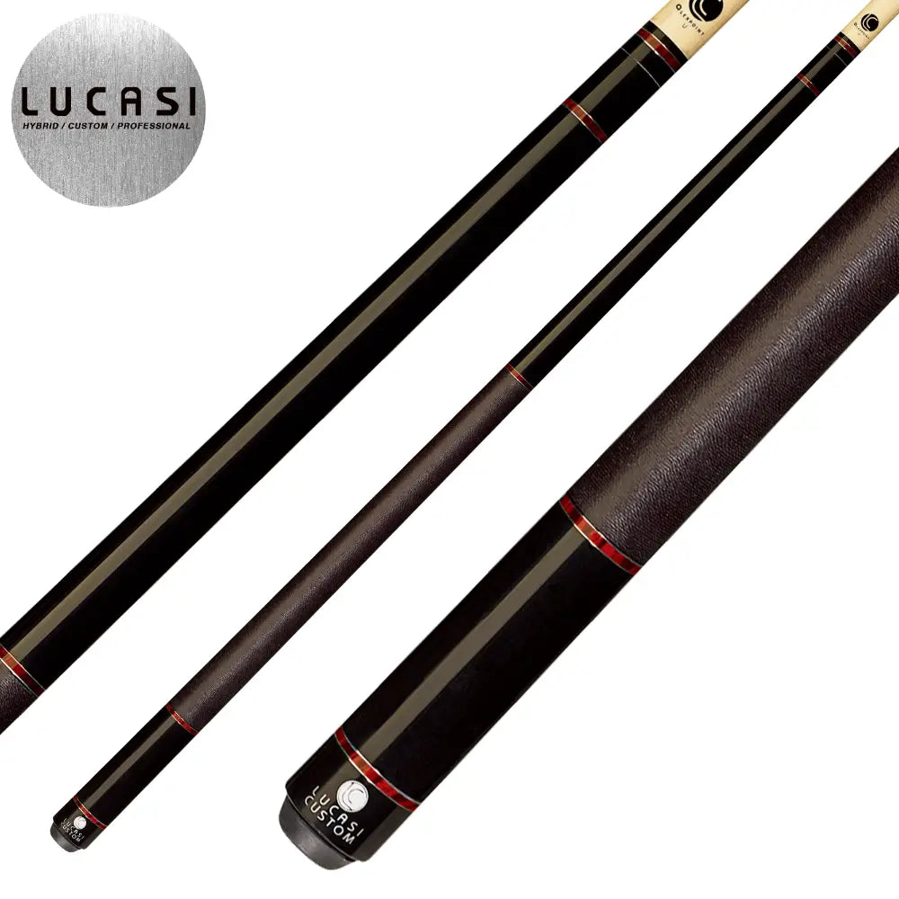 Lucasi Custom Midnight Black & Exotic Cocobolo Cue with Black Linen Wrap