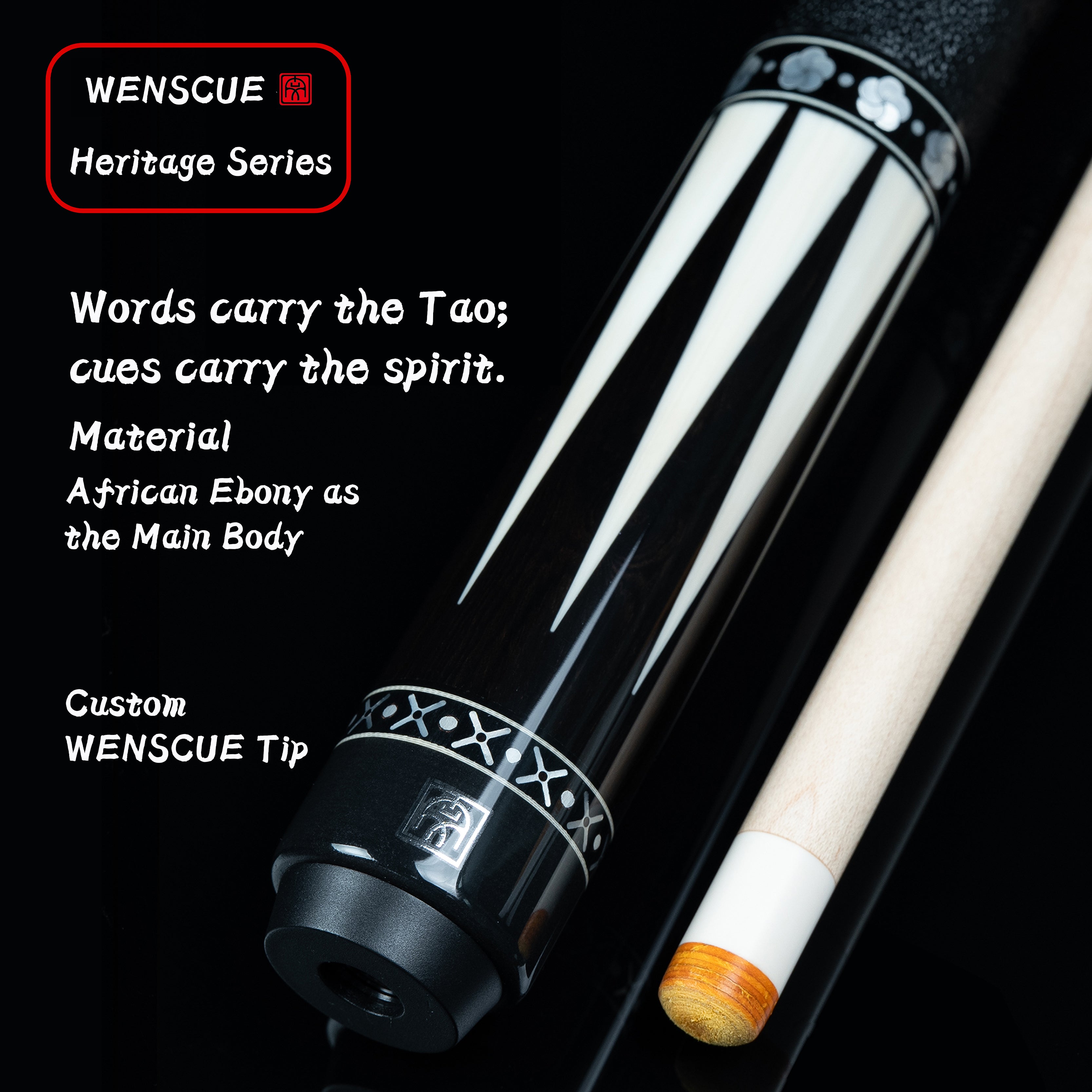 WENSCUE 8-Point Spliced African Ebony Cue