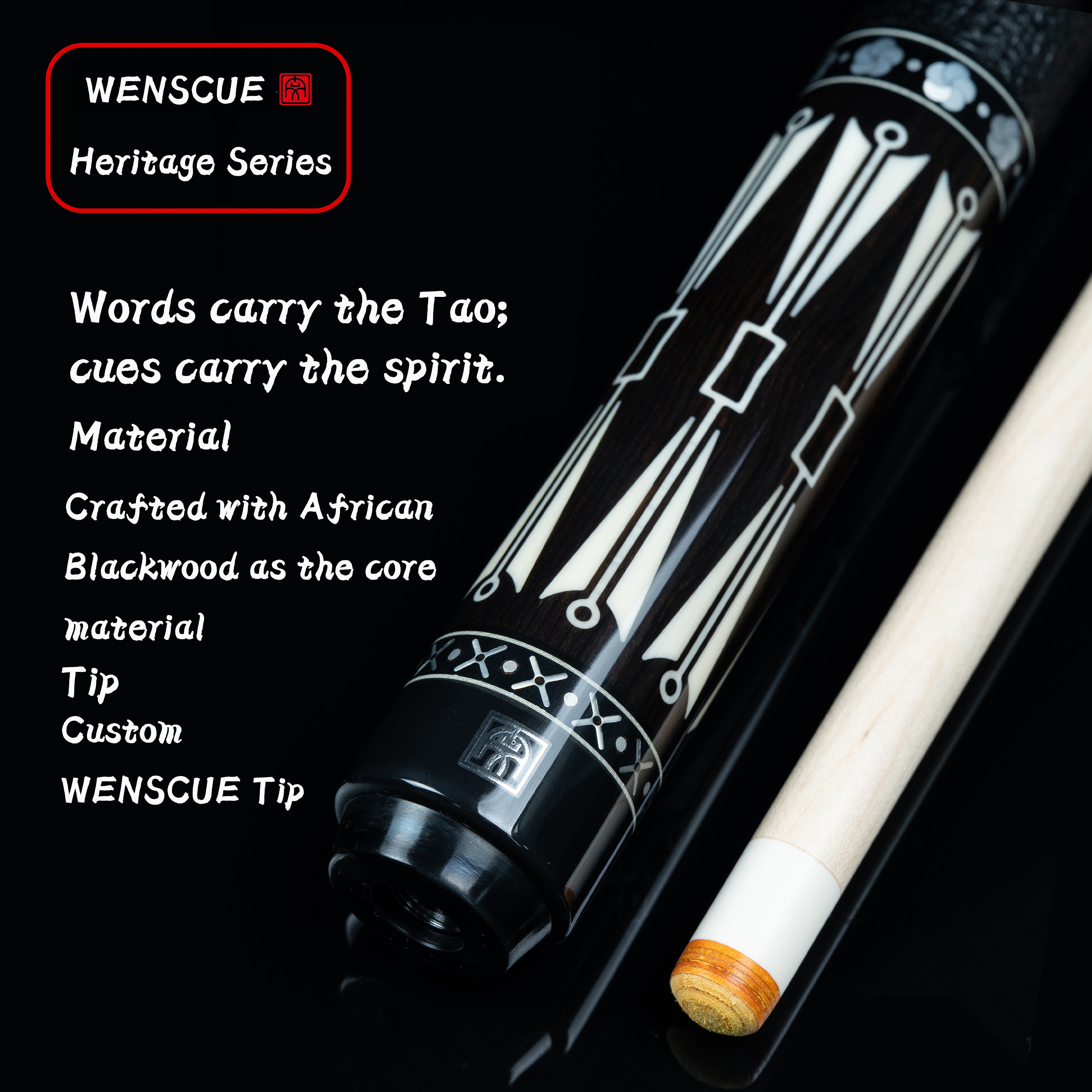 WENSCUE Arrow Fletching Premium Blackwood Pool Cue
