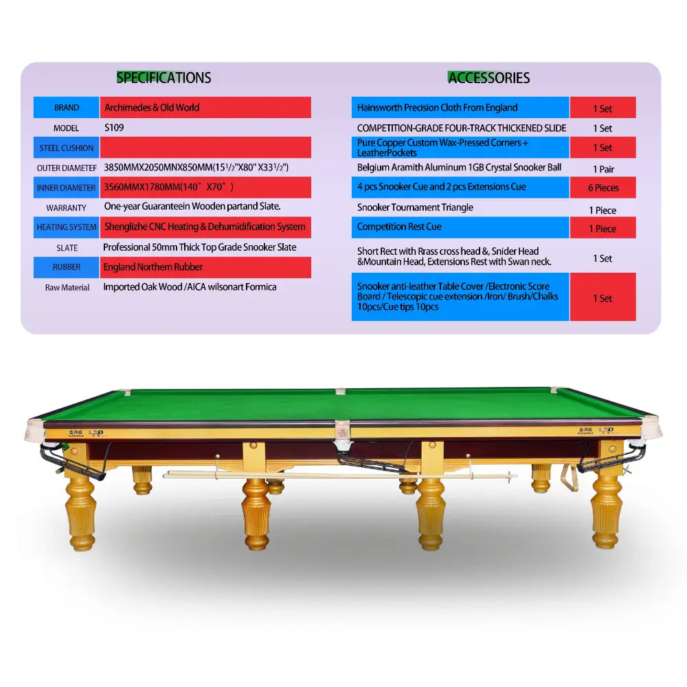 Archimedes & Old World Snooker Table