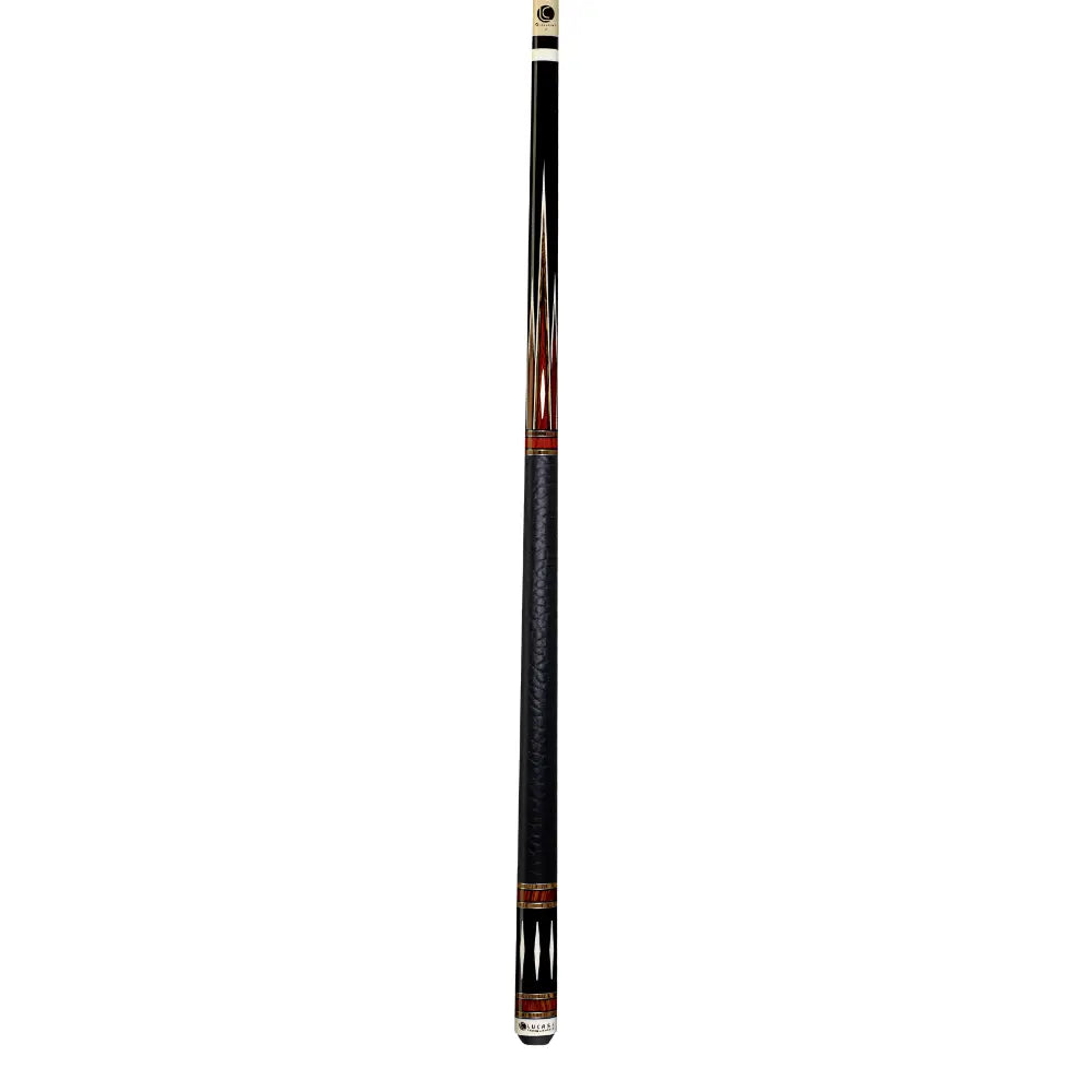 Lucasi LZC39 Custom Midnight Black & Cocobolo/Bocote Cue with Embossed Leather Wrap